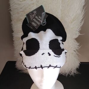 Nwt Jack Skellington Roll Down Beanie With See Through Mask Unisex